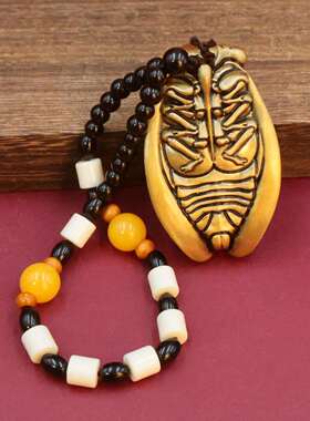 全铜金蝉手把件盘玩随身文玩一鸣惊人把玩件知了实心书房桌面摆件