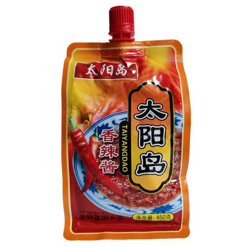 太阳岛香辣酱450g东北熟酱蒜蓉辣酱烧烤酱蘸菜酱烤串酱料包邮 - 图0