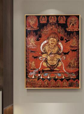 网红嘎拉画唐哈卡玛画藏挂传佛装饰画复佛堂中堂画大黑像天敦煌古