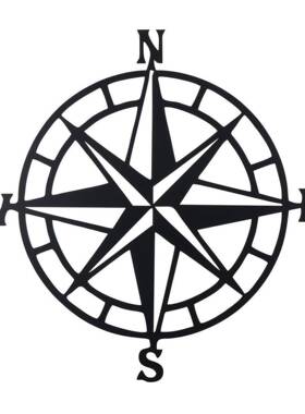 黑色金属装饰航海指南针墙壁装饰海洋主题壁挂艺术家居装饰墙贴铁