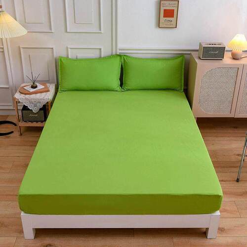 King Size bed sheets fitted sheet pillow cases 纯色床笠 枕套 - 图2