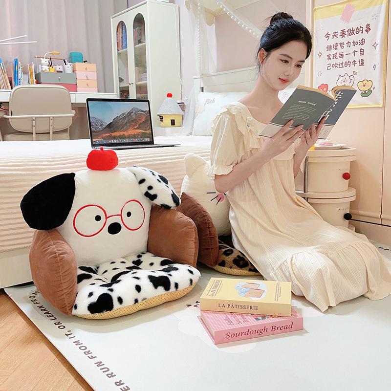 Big-eared dog leopard print seat cushion, backrest, integrated chair cushion, office cushion, dormitory seat butt cushion, bay window pouf