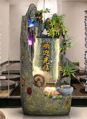 假喷山流水墙摆件水水车山川水幕风礼轮招财泉办公室造景观装饰开