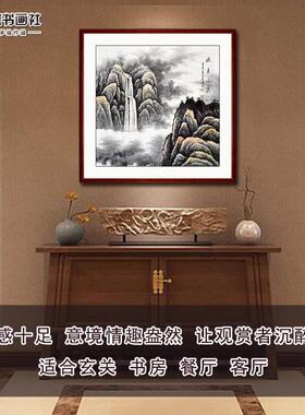 纯手绘手工山水画 画斗方源远流长国画 画真迹水墨画 画玄关客厅