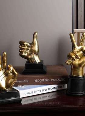 跨境欧式复古点赞胜利手势手指模型树脂摆件办公室酒柜电视柜装饰