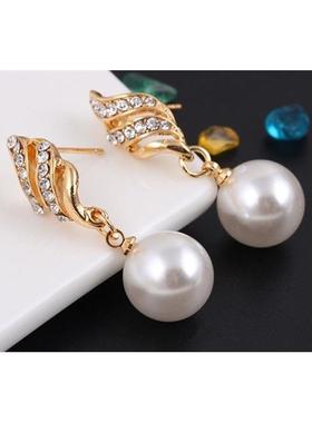 women necklace set earrings pearl jewelry 珍珠镶钻女项链