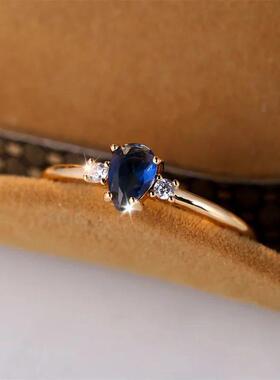 Minimalist Pear Cut Royal Blue Stone Water Drop Zircon Stack