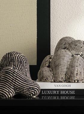 侘寂风创意肌理感纹理陶瓷石头假山客厅装饰品家居抽象摆件