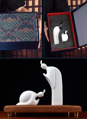 新款白惑瓷授业解人桌物面家居摆件禅意办公教师节毕送老师陶瓷礼