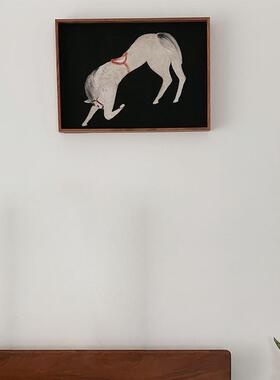 中古风客厅沙发背景墙装饰画常玉曲腿马小众艺术卧室床头挂画壁画
