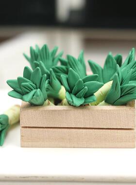 日本进口1：12迷你娃娃屋家具摆件手工粘土莴苣笋微缩厨房蔬菜模