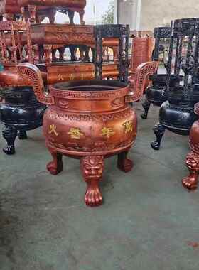 铸铁烧香炉定制大型插香炉宗祠平口大号供佛香炉室内外三足鼎