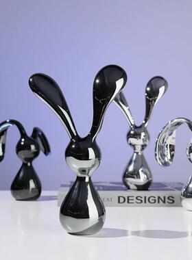 休闲现代创意电镀卡通兔子家儿童房电视柜饰品样板房软装饰