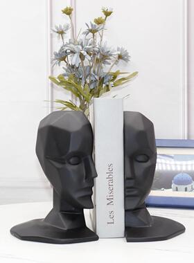 现代简约几何抽象家居创意摆件书房桌面模型书靠书档书立软装饰品