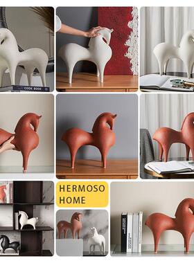 HERMOSO 红色马陶瓷办公室装饰摆饰客厅玄关酒柜桌面高档乔迁礼物