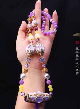 2026泰国佛牌绳紫色多宝元素重手工佛牌链波西米亚尼泊尔铜珠手工