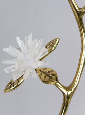 北欧代轻奢金色铜树枝水晶摆件样板间客厅关玄装KF-M404黄饰摆设