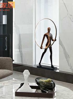售楼处轻客厅艺术品装饰橱窗人物雕塑摆件奢玄关酒店摆件装置