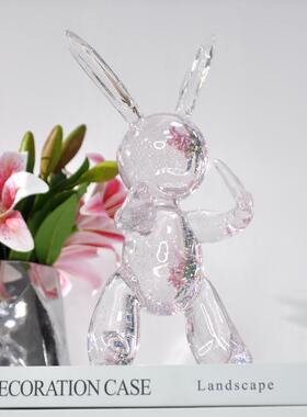 现代简约可爱水晶兔子动物树脂摆件样板间售楼处客厅餐厅创意饰品