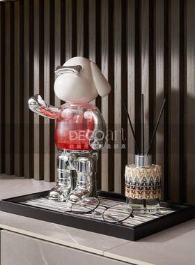 邸高家居样板间简约轻奢入户玄关香薰创意情绪稳定纸巾盒托盘摆件