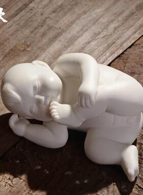 高档陶瓷之初男孩小孩子宝雕像婚人庆早生贵子娃娃白手工宝瓷家居