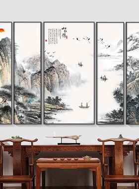 堂画客厅挂画新式中村农堂屋中大气山水装饰画祠堂大堂画自建房画