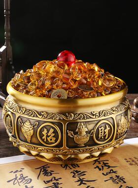 黄铜聚宝盆有求必应铜盆铜缸大号家用客厅店铺办公室开业礼品摆件