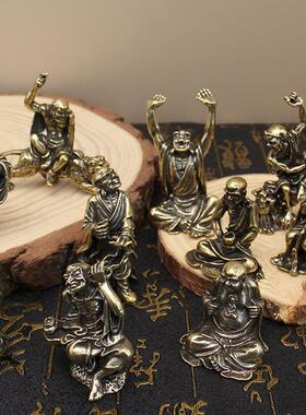 直销新款全黄铜十八罗汉摆件收藏古玩复古降龙伏虎桌面铜摆设实心