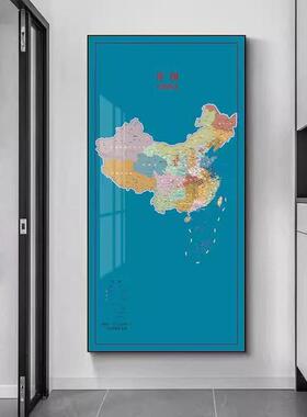 中国风地画图玄关装廊饰画竖版现代简约客厅正对门挂画KX-165走道