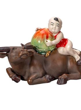 正品新年客厅家居品牛摆件如意乔迁新饰居礼品博古业架开小办公室