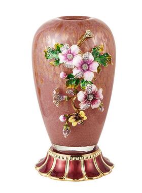 粉色琉璃珐琅彩花瓶桌面卧室床头插花玄关客厅摆件欧式餐桌送礼品