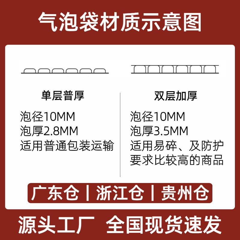 气泡袋加厚 快递打包膜袋双层抗压汽泡袋泡沫包装小袋子 透明 - 图1