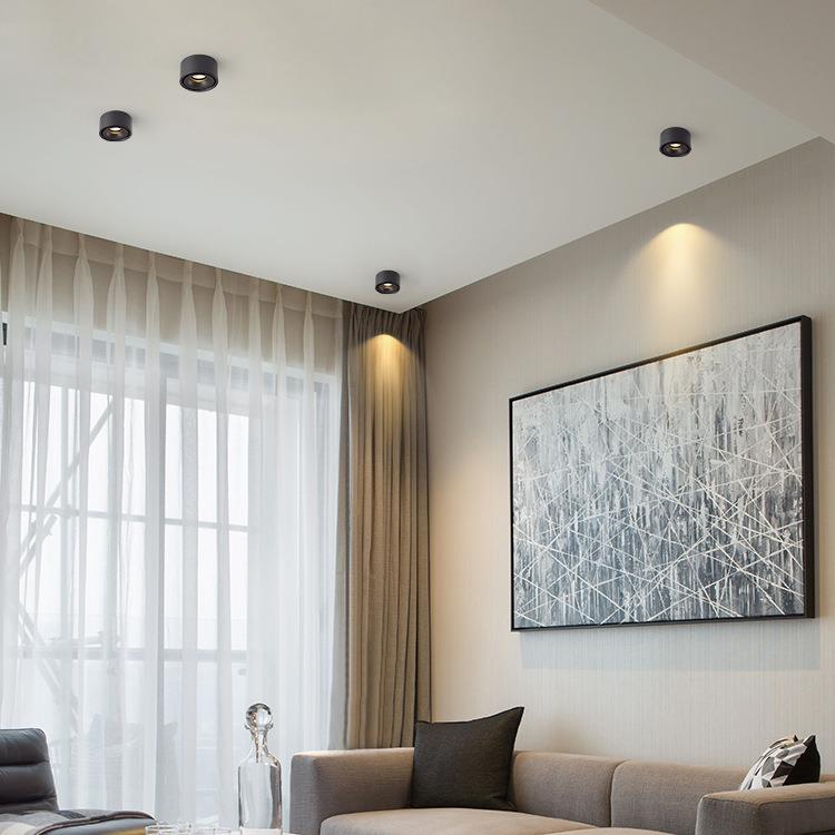 Ultra-thin surface-mounted spotlights without opening for home living room round led downlight all-aluminum ceiling without main light Zhongshan