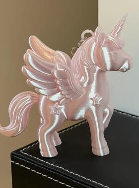 粉色独角兽钥匙扣高颜值3D打印桌面小摆件创意包包挂件送朋友礼物