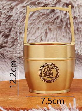 一桶金摆件铜缸聚宝盆黄铜办公室小水桶家居装饰品摆设开 业礼品