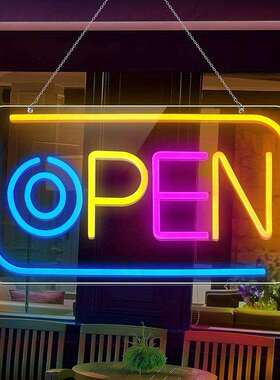 透明亚克力led发光字open造型彩灯广告牌装饰氛围灯灯牌霓虹灯