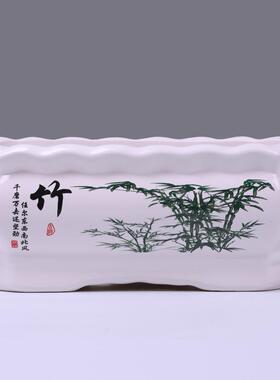 清仓特大号方形陶瓷花盆送托盘绿植果树盆栽加厚盆栽花盆特价包邮