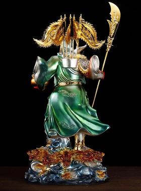 慈缘阁铜彩关公神像摆件关二爷九龙关公武财神关羽像家用供奉招财