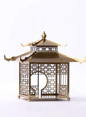新中式镂空金属宫殿宝塔摆件售楼处酒店客厅展示柜高级感装饰品