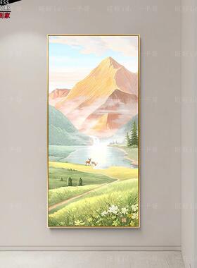 配电箱电表箱挂画 画日照金山麋鹿入户玄关画 画消火栓消防栓遮挡
