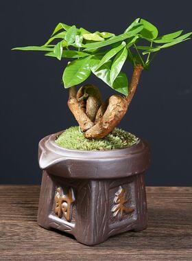 多肉花盆摆件创意家居陶瓷微景观摆件陶盆迷你窑变微景观花盆