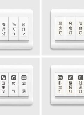 电灯开关标识贴家用夜光标签指示创义大利面板开关装饰墙贴纸保护