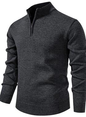 Thick sweater men's stand up collar half zipper men's