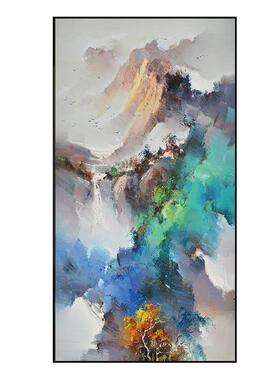 山顺丰纯手客绘玄关装饰FFA画厅水画众艺术壁画竖版挂画小大芬油