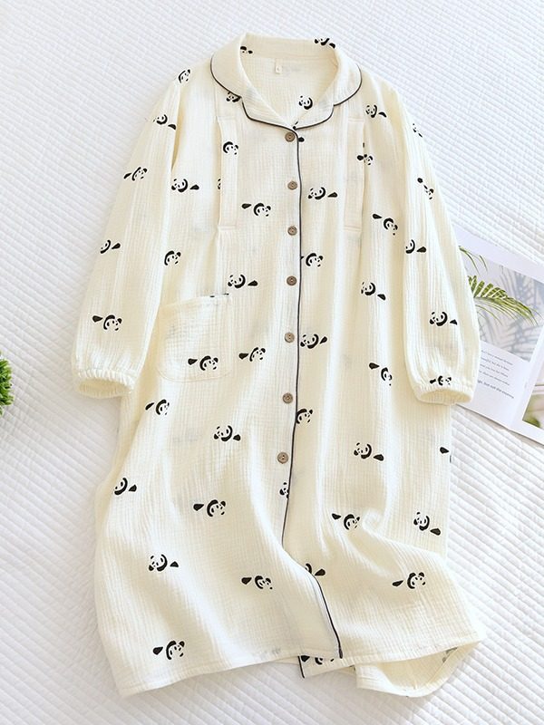 春秋夏季新款孕妇睡衣春夏季哺乳裙纯棉长袖产后喂奶衣月子服哺乳