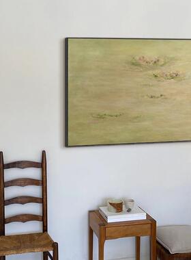 现代极简玄关画抽象大气绿色客厅背景墙壁画简约原木风复古装饰画