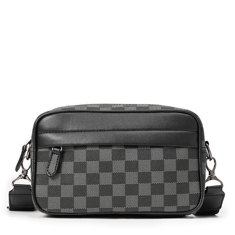 新款潮流潮牌男士休闲格子单肩包韩版皮质斜挎包时尚小方包小背包,淘宝优惠券,粉丝福利购,淘宝优惠卷