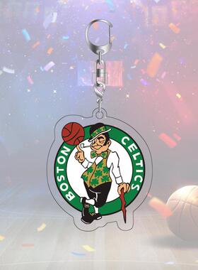 NBA篮球明星球队标志亚克力双面清钥匙扣挂件6cm湖人篮网雄鹿队
