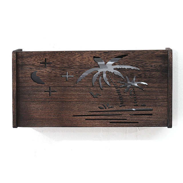 Solid wood wireless router storage box wall-mounted set-top box storage rack wif living room light cat TV wall storage box