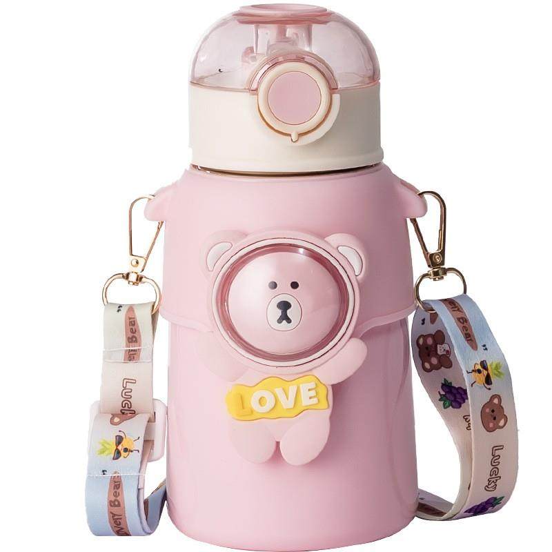 儿童316不锈钢保温小学生饮水吸嘴水杯壶抱婴袋绳卡通外出男女500,淘宝优惠券,粉丝福利购,淘宝优惠卷